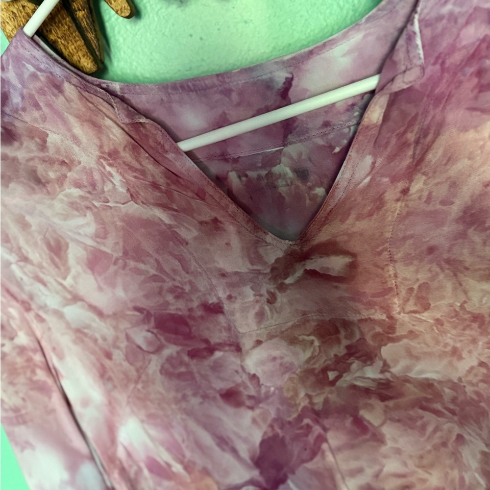 Pink Tie-Dye V-Neck Top